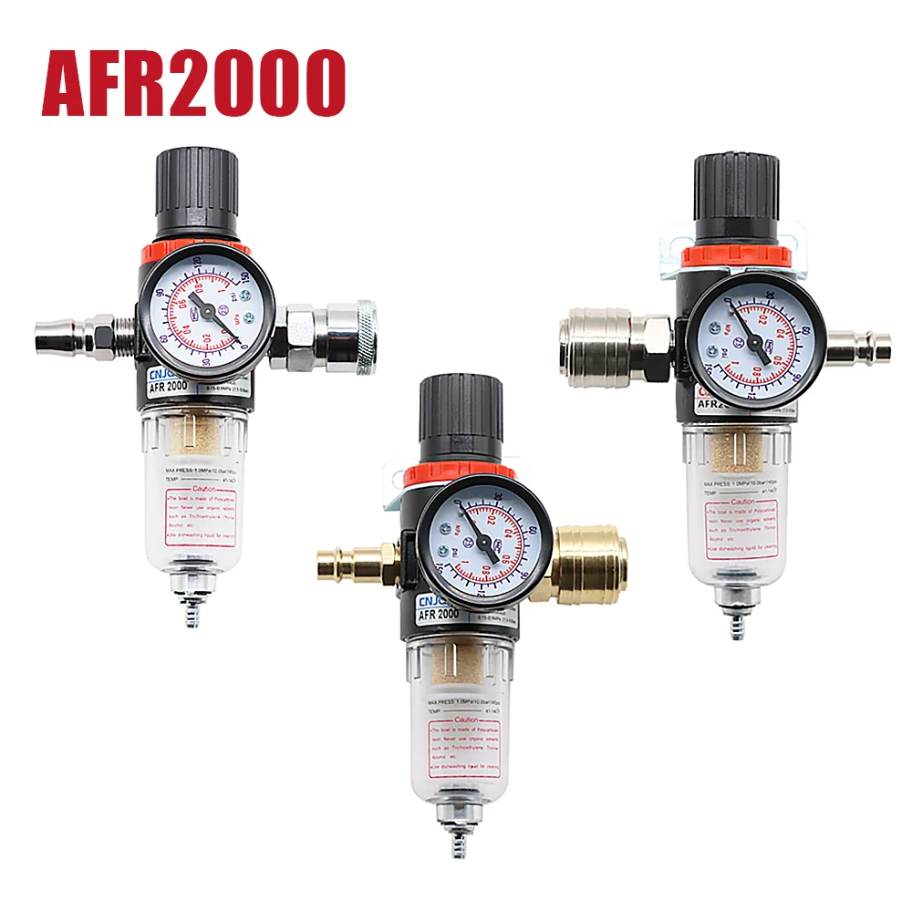 Afr-2000 1/4 "Compressore D'Aria Filtro Olio Separatore D'Acqua Kit Di Strumenti Trappola Con Manometro Regolatore Particelle Di Filtro Leggere