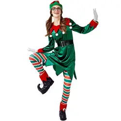 2019 Новое поступление Рождественский карнавальный костюм Рождественский эльф Disfraz необычные зеленые костюмы Феи вечерние ролевые игры для