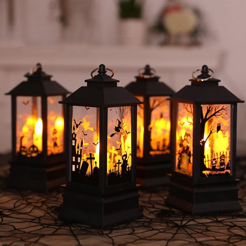 

Halloween LED Candle Lantern Battery Operated Tabletop Lamp Hanging Flameless LED Tea Light Candle Halloween Decorations Lampion
