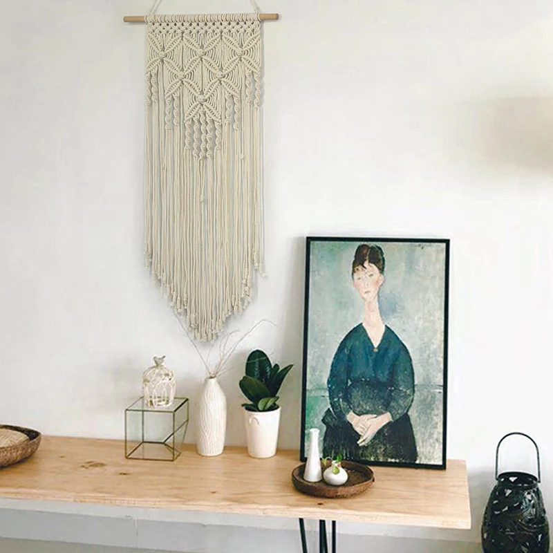

Cotton Macrame Woven Wall Hanging Tapestry Handmade Bohemian Art Wall Decor
