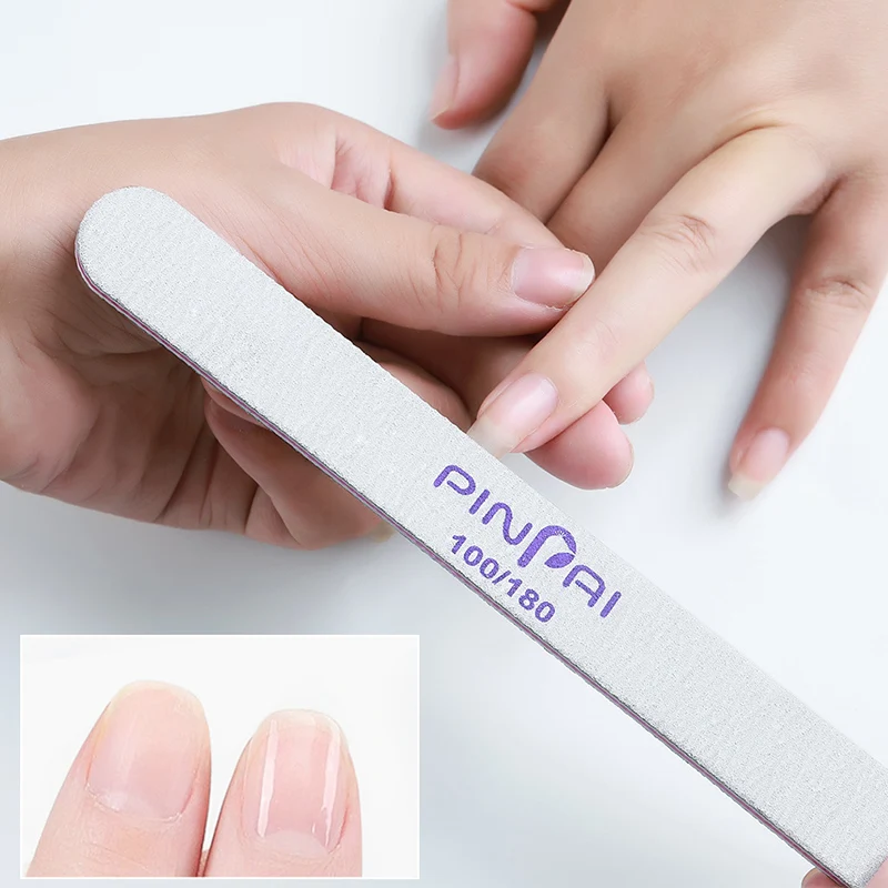 PinPai 100/180 г. Набор пилок для ногтей для маникюра, педикюра, буферный блок для маникюра, Типсы для дизайна ногтей, УФ-гель, полировальная пилка, двусторонний набор инструментов для ногтей