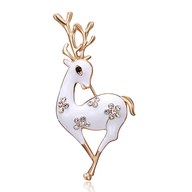 Rhinestone Christmas Deer Reindeer Snowflake Lady Brooch For Women Pins Elk Suit Coat Sweater Scarf Jewelry Corsage Gifts
