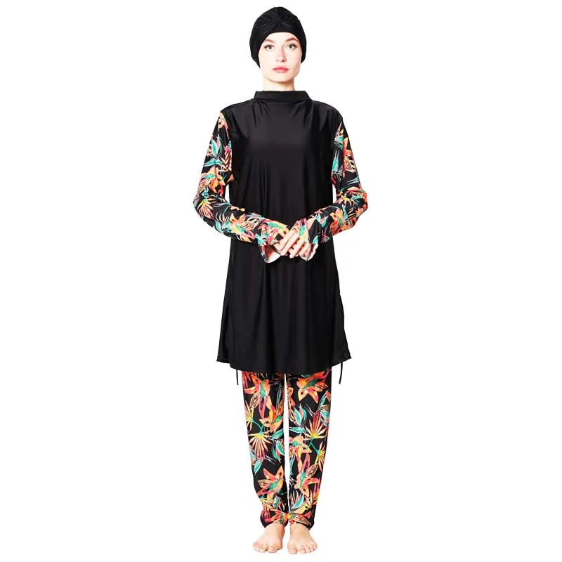 

shehang Ladies Muslim Swimwear Islam conservative full coverage swimsuit Small floral design Surf beach wearing Muslim swimsuit