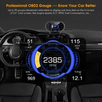 KONNWEI KW206 OBD2 Scanner Car Digital On-Board Computer LCD Display Fuel Consumption Water Temperature Gauge Speedometer HUD 1
