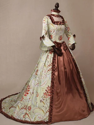 Женская готическая одежда цвета шампанского викторианское платье викторианская эпоха атласные длинные платья - Цвет: color