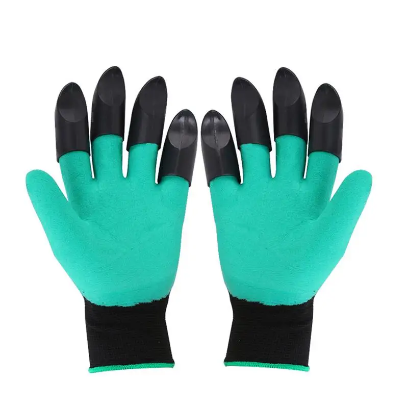 4/8 Hand Claw ABS Plastic Garden Rubber Gloves Gardening Digging Planting Durable Waterproof Work Glove Outdoor