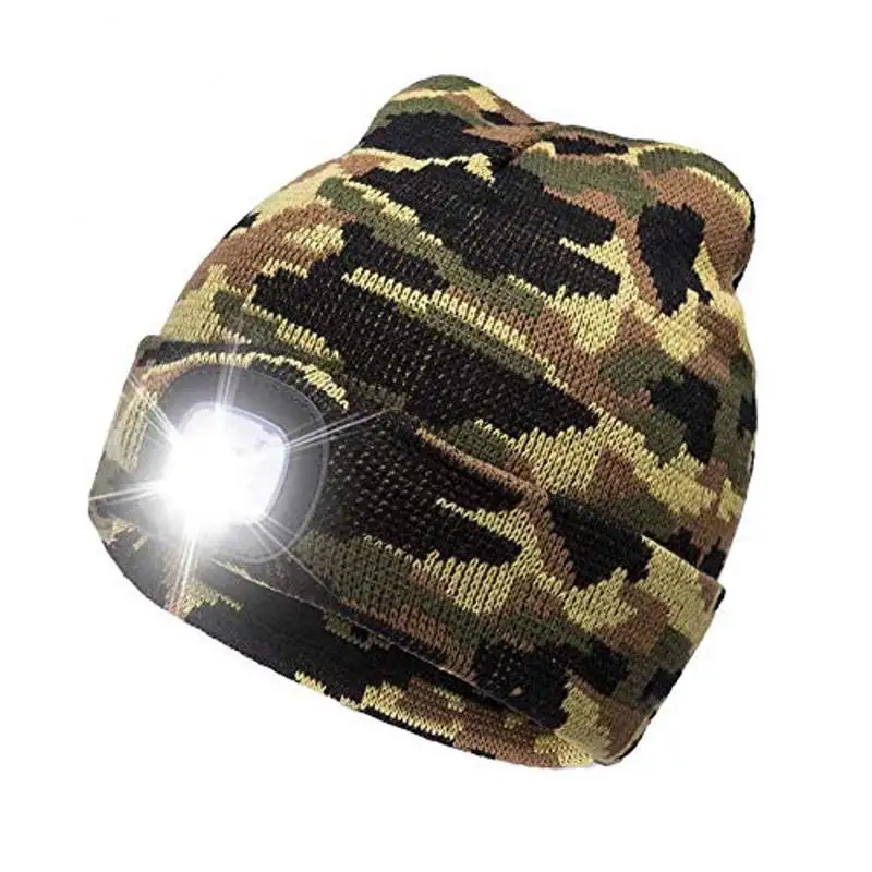 beanie cap VIP 4 LED Lighted Cap Warm Beanies Hands Free Battery Type Unisex Keep Warm Battery Type For Camping Running skully hat men's Skullies & Beanies