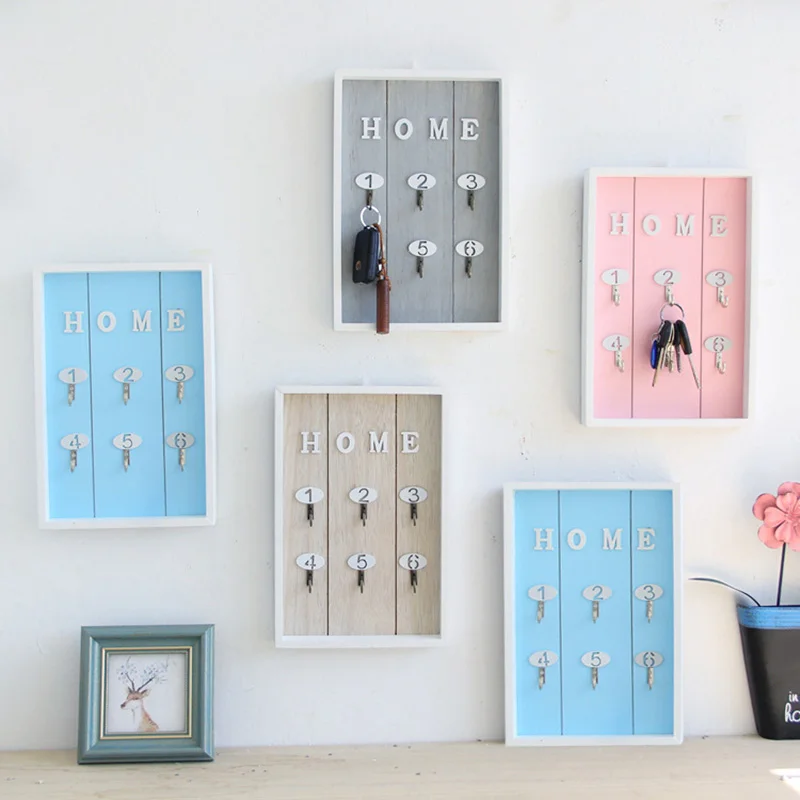

Wall Mounted Key Holder Wooden Key Hanger with 6 Hook Wall Decorative Holder AIA99