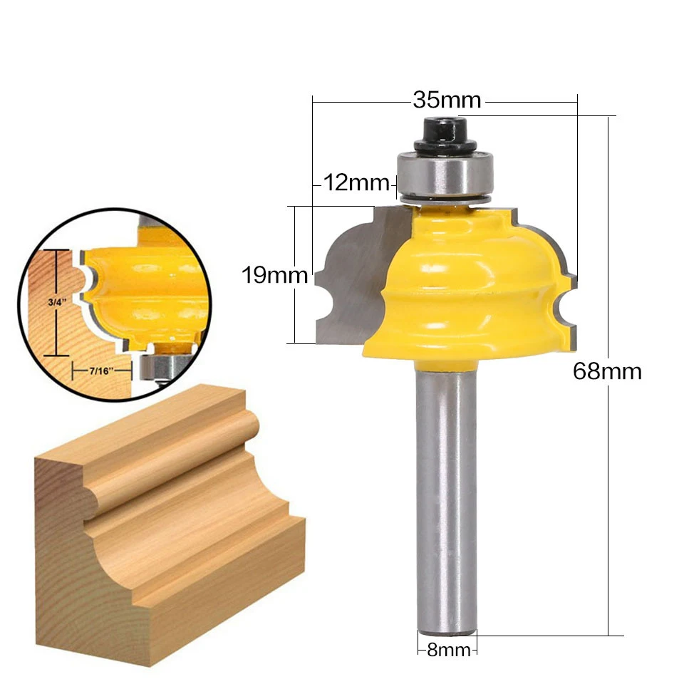 

1PC 8mm Shank Rail and Stile Router Bit Woodworking Chisel Cutter Milling Engraving Carving Cutting Tool
