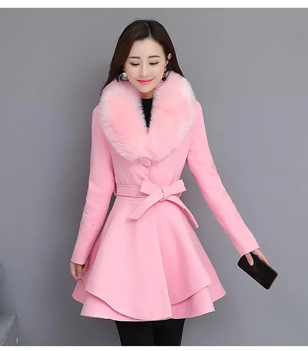 Шерстяное пальто осень зима женское длинное элегантный шерстяной пальто из смешанной шерсти женское милое консервативное большое пальто розового и красного цвета хаки верхняя одежда