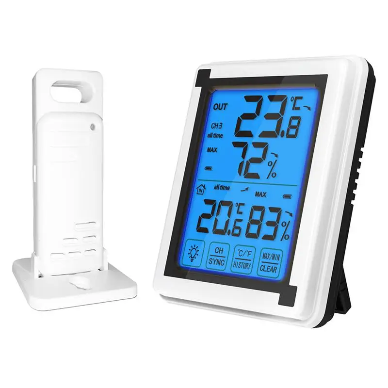 

WINOMO Household Hygrometer LCD Touch Screen Electronic Hygrometer Digital Display Temperature Meter-Without Battery