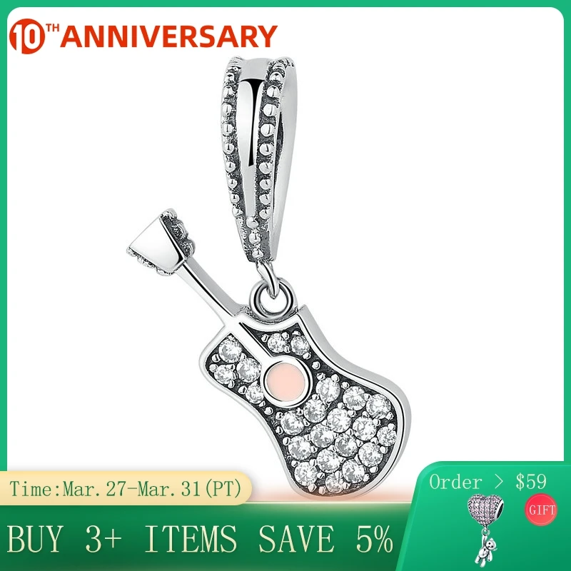 

CodeMonkey 925 Sterling Silver Musical Instrument Popular Guitar Pendant fit Charms Bracelets Women Fashion Jewelry CMC113
