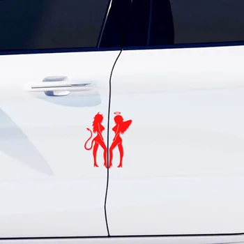 

10.5*14CM ANGEL DEVIL Sexy Girl fun Personality Car Sticker Decal Car Styling Black/Silver/red