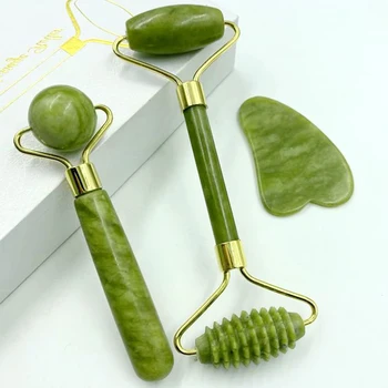 

Jade Face Roller Massager Guasha Board Double Heads Jade Stone Face Lift Body Skin Relaxation Slimming Beauty Neck Thin Lift