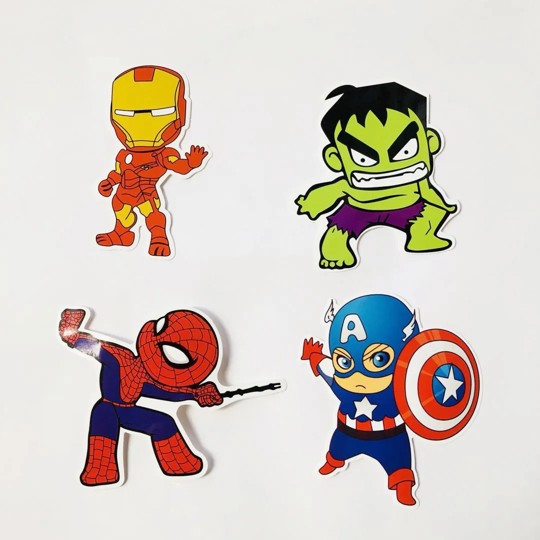 4 большой размер Marvel стикер с рисунком из мультфильма печатный материал клейкий стикер с рисунком из мультфильма крутой бампер стикер s багаж клей Pape