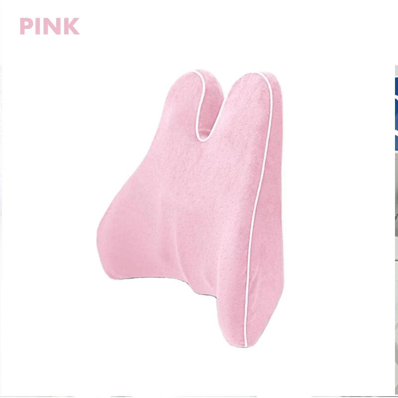 Pink Поясничный позвоночник трактор назад массажер для облегчения боли подушка Memory Foam поясная подушка для поддержки поясницы позвоночник защита ортопедическая тяга - Цвет: Pink