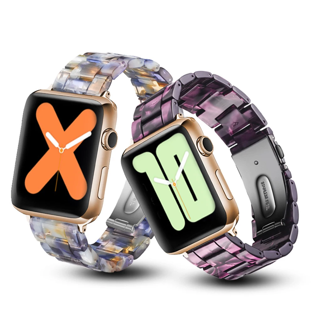 Ремешок полимерный для Apple watch band 44 мм 40 42 38 браслет с пряжкой из нержавеющей стали