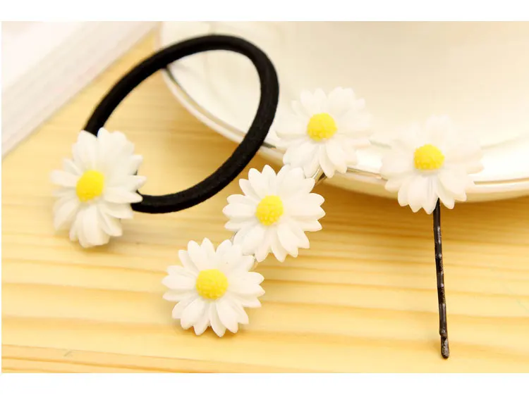 Оранжевые аксессуары в Корейском стиле хипстер белый маленький головной убор с ромашками и шпилькой хризантемы аксессуары для волос повязка для волос 1C6