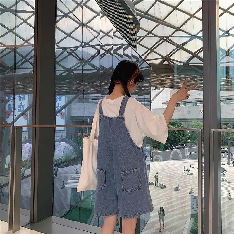 Комбинезоны женские милые Ретро Ulzzang Harajuku Kawaii с высокой талией джинсовые летние новые свободные корейские стильные студенческие женские брюки