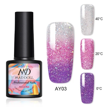 

MD MAD DOLL 8ml Thermal Gel Color-changing Temperature Change Nail Gel Polish Three Colors Soak Off Nail Art Gel varnish