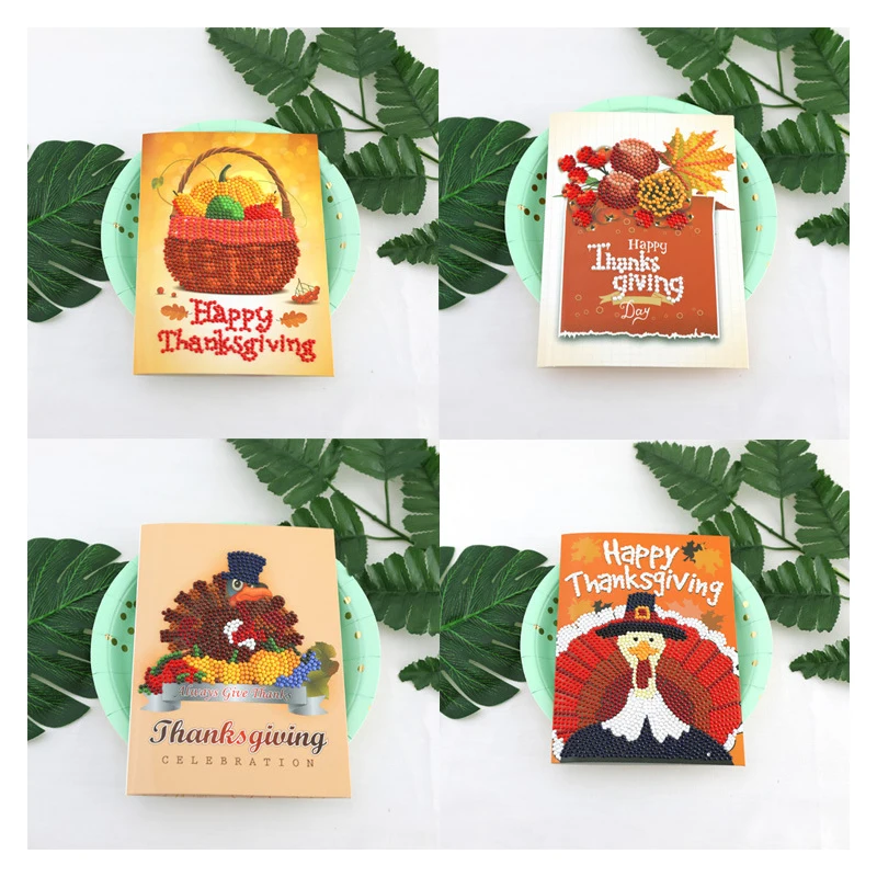  1pcs Christmas Thanksgiving day DIY diamond painting decorations thank you invitation greeting card - 4.0002E+12