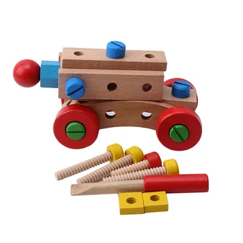 

New Wooden Learning Education Toys Nut And Screw Assemble Disassemble 31 Pieces DIY Changeable Nut Building Blocks Car