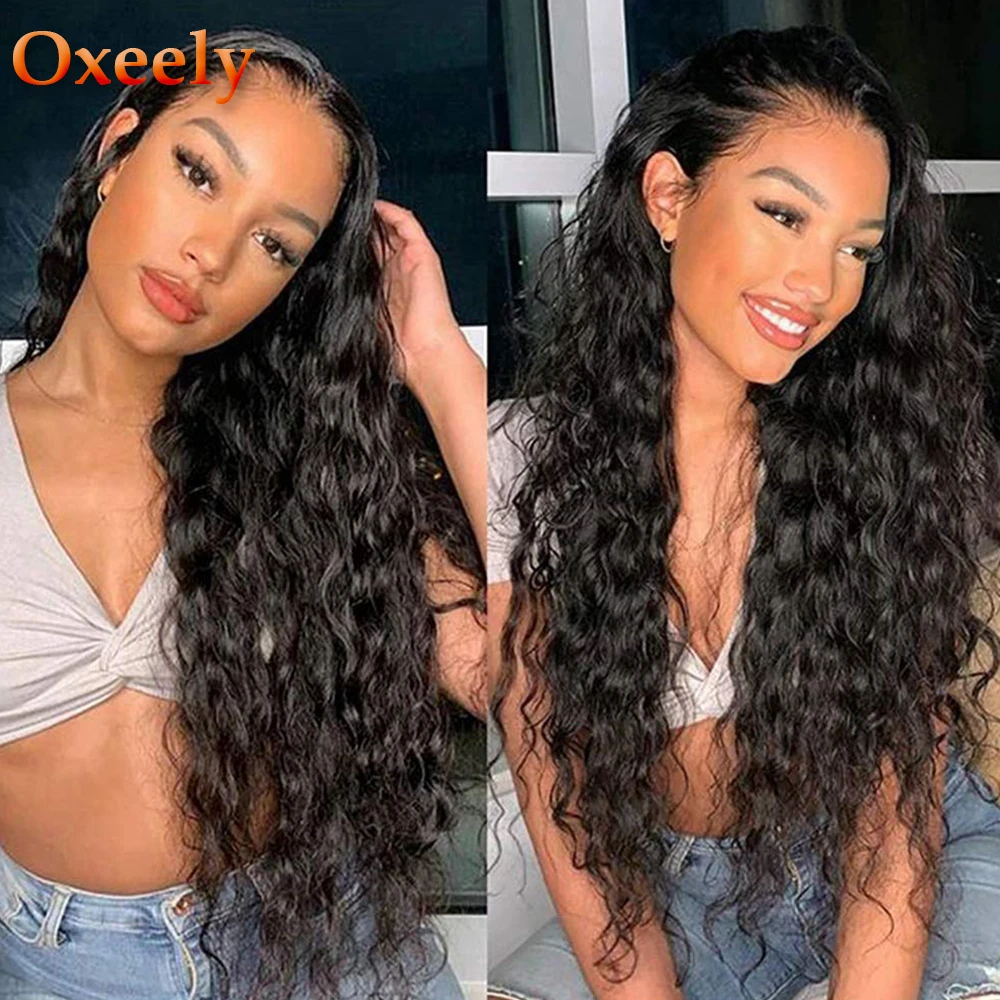 

Oxeely Lace Front Wigs Long Loose Curly Synthetic Wigs for Black Women Black Color Wig Heat Resistant 180 Density Loose Curl Wig