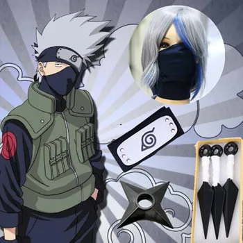 

Japan Anime Naruto Kunai Kakashi Cosplay Costumes Porps Mask Sasuke Shuriken Ninja Headband