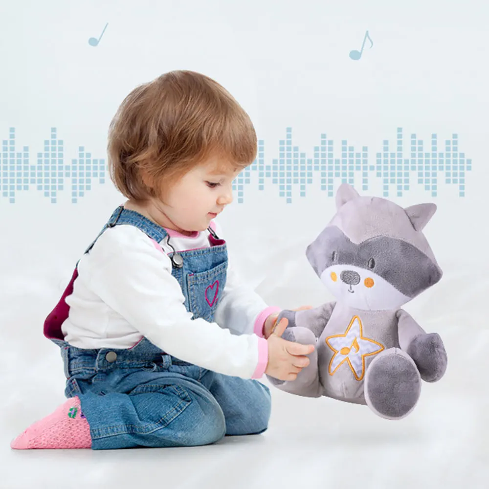 Baby Sleep Plush Toy Soother Sound Machines Baby Gift with Night Light 8 Soothing Sounds for Travel Sleeping Baby Carriage