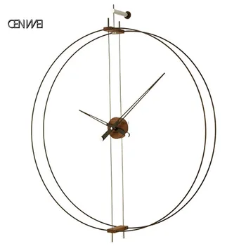 

Luxury Large Wall Clock European Style Metal 3d Clcok Wall Home Decor Walnut Living Room Silent Watch Modern Horloge Murale Gift