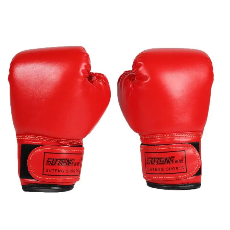 2 шт. боксерские тренировочные боевые перчатки из искусственной кожи детские дышащие Муай Тай спарринг пробивая карате кикбоксинг профессиональный - Цвет: Красный