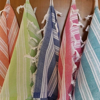 

Cotton And Linen Striped Scarf Double-Headed Fringed Beach Towel Yoga Mat