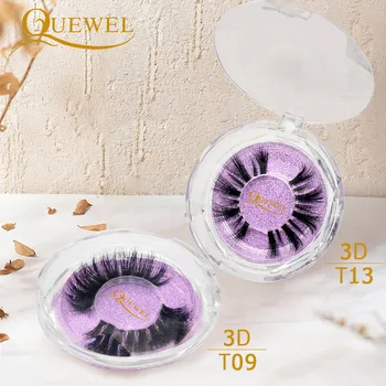 

Quewel Mink Lashes Natural Full Strip False Eyelashes Transparent Invisible Thin Band 16 Styles 3D Eyelash Clear Band Crystal