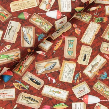 

half yard plain cotton fabric with cartoon fish print handmade DIY patchwork garment dress cloth 100% cotton CR-605