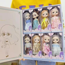 Poupée de princesse Bjd 16CM, 8 pièces, yeux 3D, 13 articulations mobiles, Kawaii, déguisement, maison de jeu, jouets, cadeau d'anniversaire et de noël