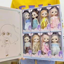 Poupée de princesse Bjd 16CM, 8 pièces, yeux 3D, 13 articulations mobiles, Kawaii, déguisement, maison de jeu, jouets, cadeau d'anniversaire et de noël 