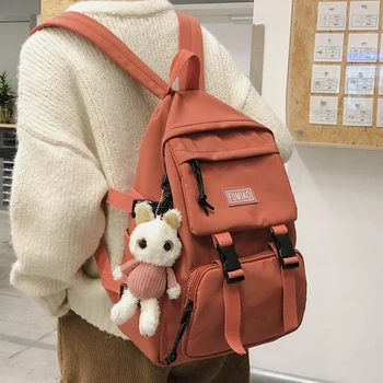 

Women Waterproof Buckle Backpack Nylon Student Cute School Bag Girl Female Kawaii Backpack Laptop Fashion Book Bag Ladies Luxury