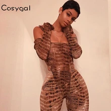 COSYGAL, женский комбинезон с принтом и открытыми плечами, комбинезон с длинным рукавом, сексуальный женский комбинезон, праздничная одежда
