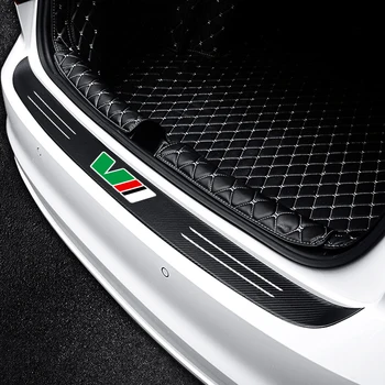 

For Skoda VII Logo Baddge Car Rear Bumper Protection Decal Carbon Fiber Tail Trunk Decoration Stickers Scratch Guard Accessories
