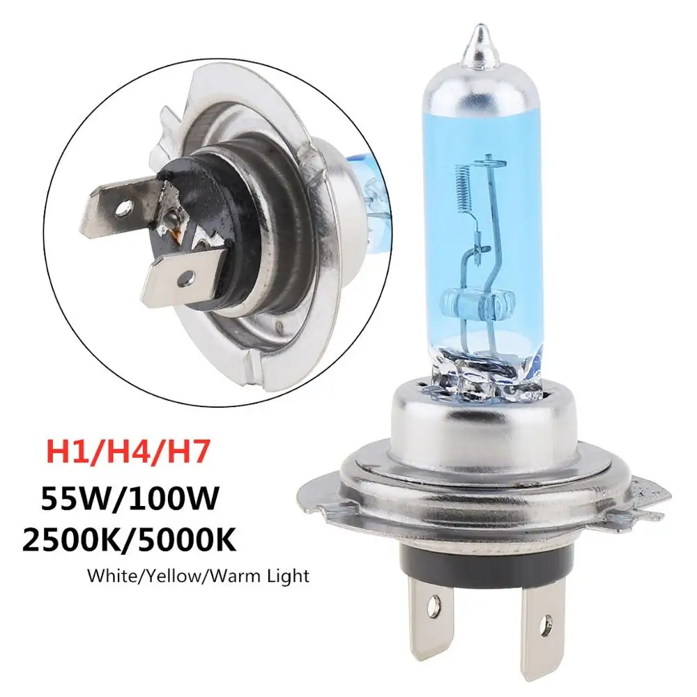 Lampada Alogena Per Auto 12V H1/H4/H7 55W/100W 5000K Lampada Alogena Allo Xeno Per Auto Super Luminosa Lampadina Per Fendinebbia Per Faro Anteriore Au