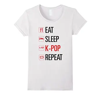 

Shirt KPop: Eat Sleep K-Pop Repeat T-Shirt Cartoon Character Hot Sell Women Clothing Tops Tee Japanese Harajuku T Shirt