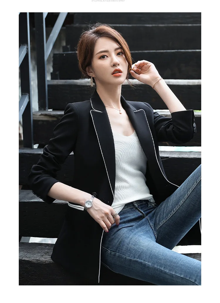 Женская одежда маленький костюм куртка Женский длинный рукав осень новый корейский темперамент женское шифоновое свободное лоскутное