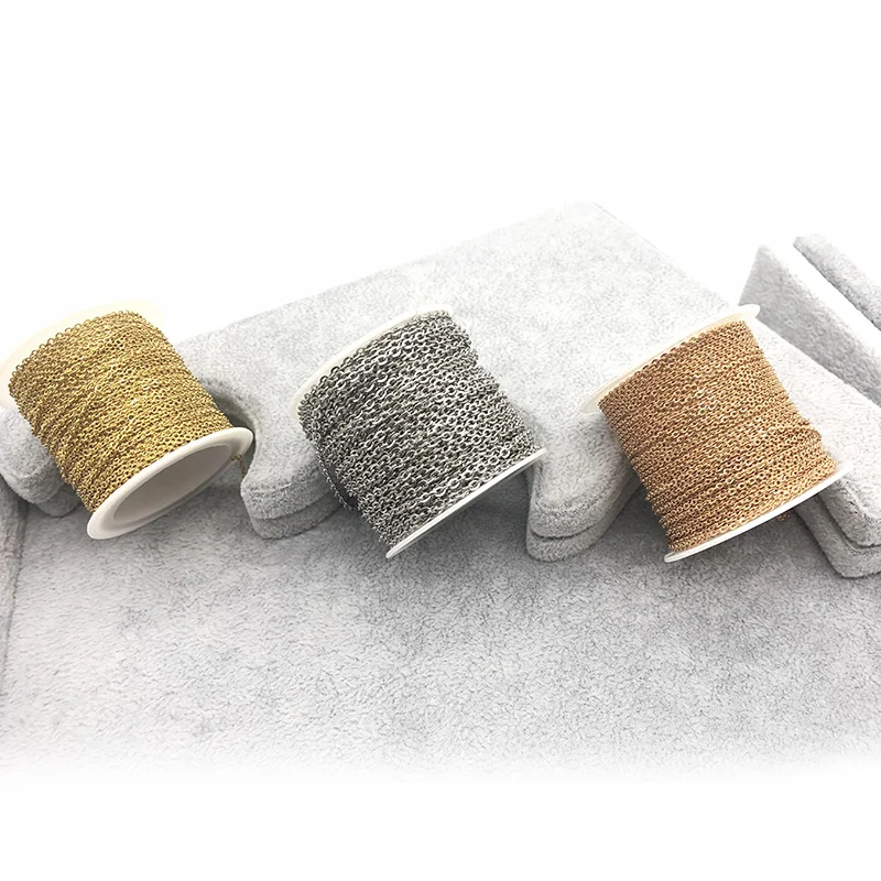 

2M/Roll Silver Rose Gold Stainless Steel Metal Cable Link Chain for Jewelry Making DIY Necklaces Bracelets Findings Wholesale