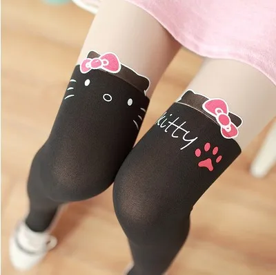 Лолита колготки с высокой талией модные колготки, трусы Hose hello kitty сексуальные колготки Kawaii японские - Цвет: 3