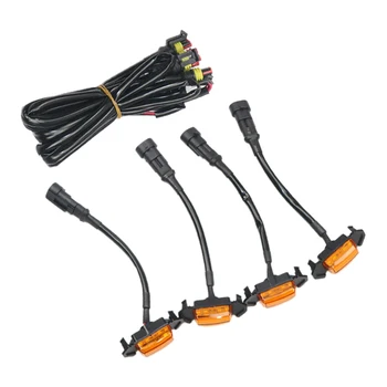 

DWCX 4Pcs Car Front Bumper Grille LED Amber Lights Lamp ABS Fit for Toyota Tacoma TRD Pro 2016 2017 2018 2019