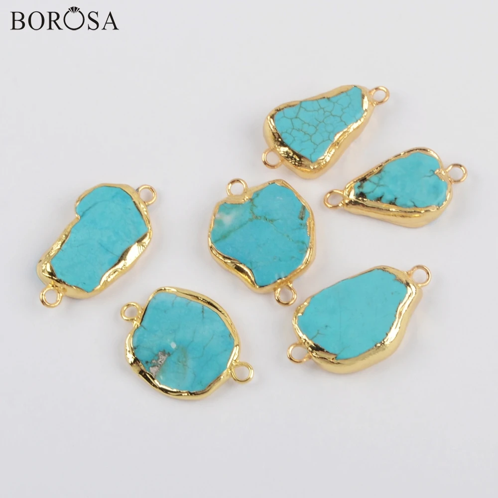BOROSA 10 шт. Золотой Гальванизированный Freeform синие разъемы Howlite Turquoises двойные