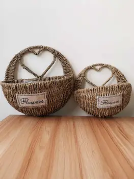 

Wall Hanging Planter Flower Basket Hand-Woven Flower Basket Flowerpot Wicker Home Decorative Semicircle Flowerpot Basket Holder