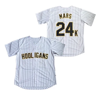 

BG baseball jerseys HOOL IGANS jersey 24K MARS Embroidery sewing logo Hip-hop loose Outdoor sportswear gray white big size