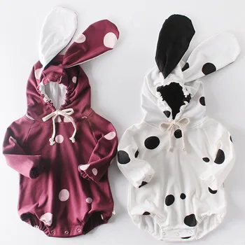 

Funny Baby Twin Clothes Baby Boys Girls Bodysuit Newborn Autumn Cartoon Hooded Bunny Ears Long Sleeve Cotton Romper