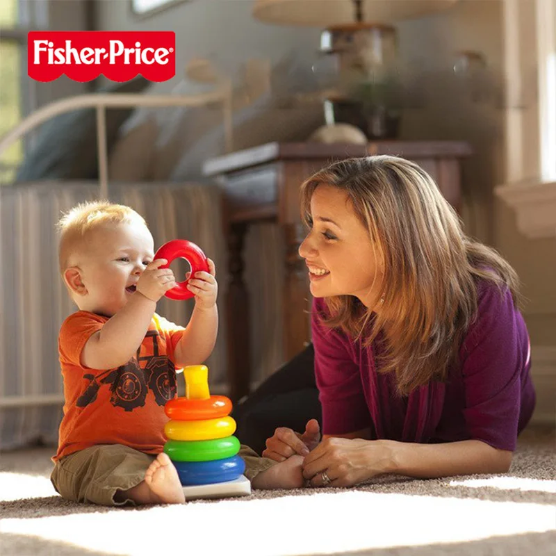 Fisher-Price Монтессори Дженга кольцо Радуга ловушки Пирамида рано утром детская развивающая игрушка для детей, подарок